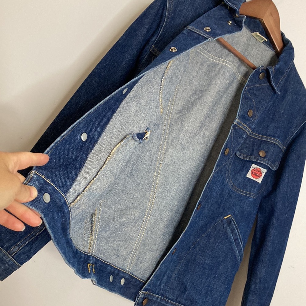 Vintage GWG Kings Jean Jacket Mens 36 Blue Denim Retro Rockabilly Workwear - Picture 10 of 15